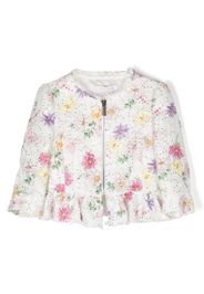 Monnalisa floral-print pleplum-hem jacket - White