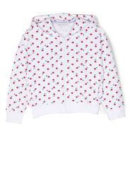 Monnalisa cherry-print zip-up hoodie - White