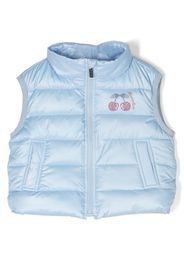 Monnalisa cherry-rhinestone puffer gilet - Blue