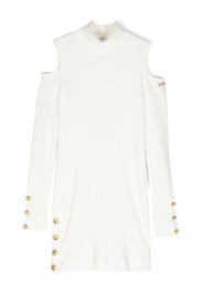 Monnalisa long-sleeve ribbed-knit dress - White