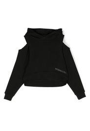 Monnalisa cold-shoulder cotton-blend hoodie - Black