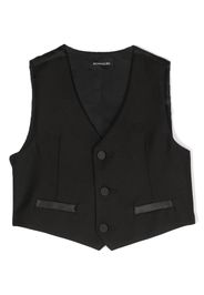 Monnalisa logo-embroidered sleeveless waistcoat - Black