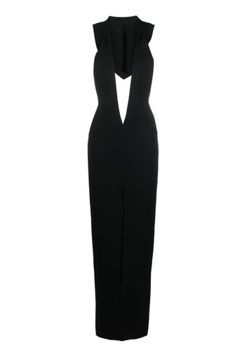 Mônot V-neck hooded gown - Black