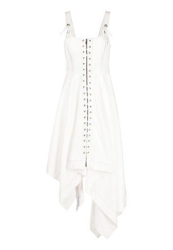 Monse lace-up asymmetric midi dress - White