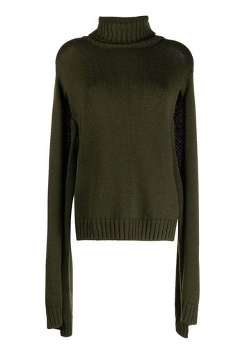 Monse slit-sleeves knitted turtleneck sweater - Green