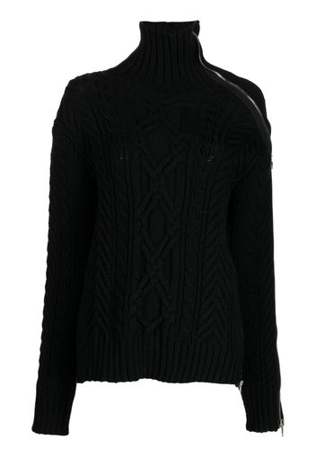 Monse cable-knit zip-detailed jumper - Black