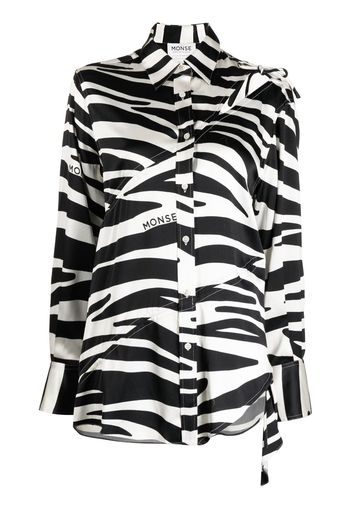 Monse zebra-print slashed-detail silk shirt - White