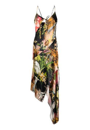 Monse graphic-print asymmetric slip dress - Green