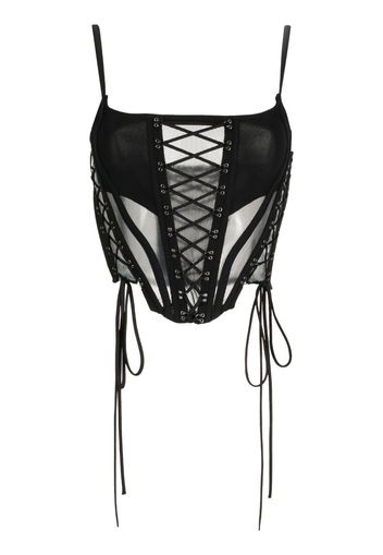 Monse lace-up sheer bustier top - Black