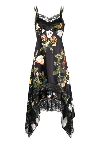 Monse floral-print asymmetric slip dress - Black