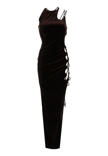 Monse lace-up detailind velvet maxi dress - Brown