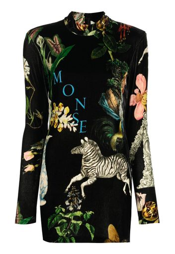 Monse graphic-print velvet minidress - Black