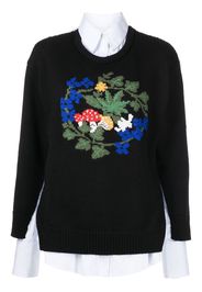 Monse panelled floral-embroidered jumper - Black