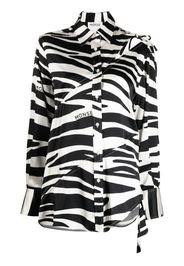 Monse zebra-print slashed-detail silk shirt - White