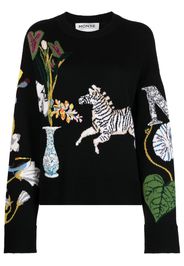 Monse motif-embroidered wool jumper - Black