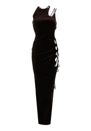 Monse lace-up detailind velvet maxi dress - Brown