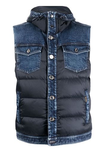 Moorer padded denim gilet - Blue