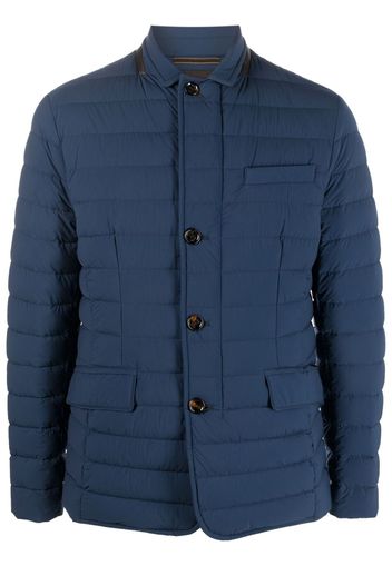 Moorer quilted-finish buttoned-up jacket - Blue