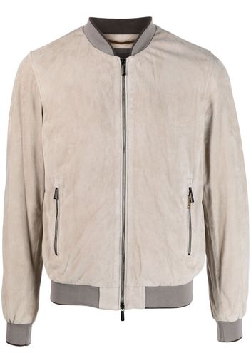 Moorer zip-up leather bomber jacket - Neutrals