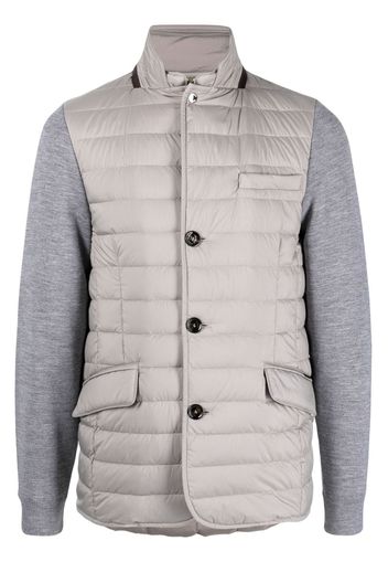 Moorer contrast-sleeve padded jacket - Grey