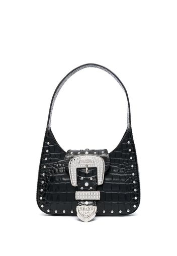 MOSCHINO JEANS buckled leather shoulder bag - Black