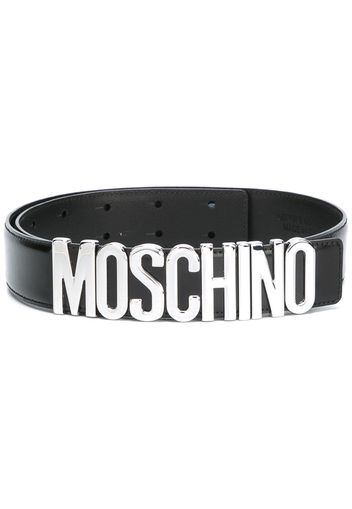 black and silver moschino belt