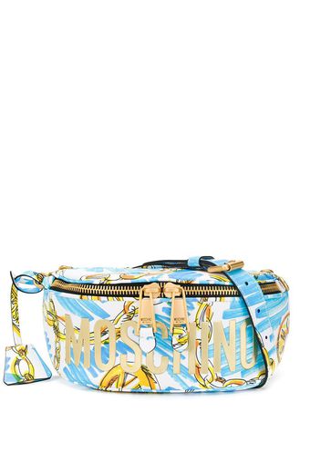 Moschino chain print belt bag - Blue