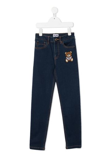 teddy bear patch skinny jeans