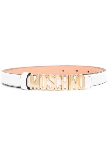 Moschino lettering logo buckle belt - White