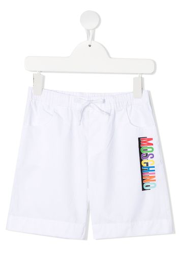 Moschino Kids logo print detail shorts - White