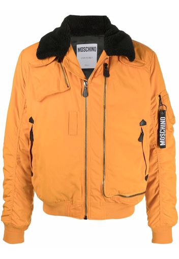 Moschino logo-keyring bomber jacket - Orange