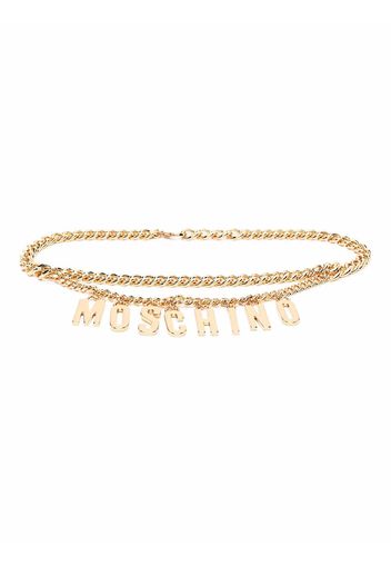 Moschino logo-lettering chain belt - Gold