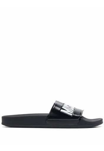 Moschino logo embossed slides - Black