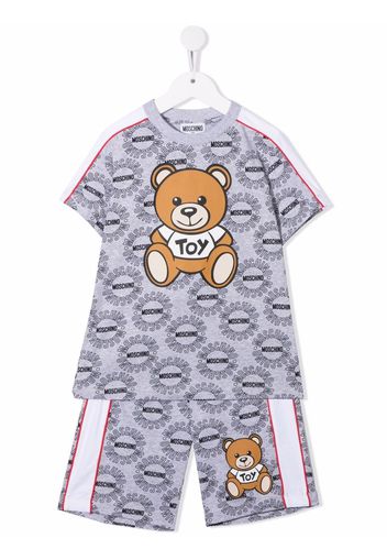 Moschino Kids Teddy Bear all-over logo-print shorts - Grey