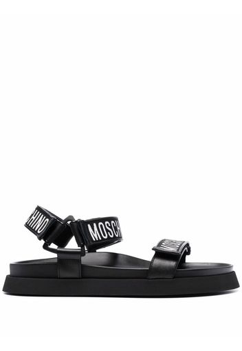 Moschino logo strap leather sandals - Black