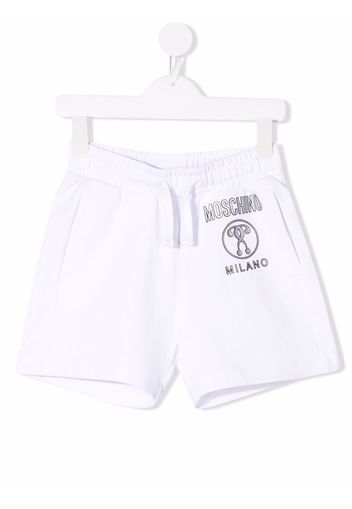 Moschino Kids logo-print cotton-blend track shorts - White