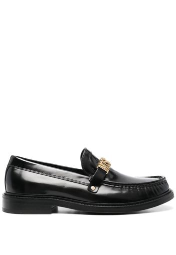 Moschino logo-plaque leather loafers - Black