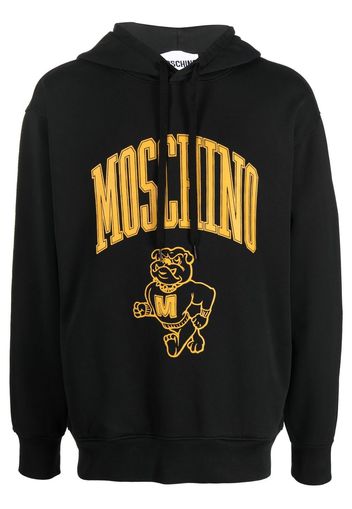 Moschino Varsity Bulldog drawstring hoodie - Black