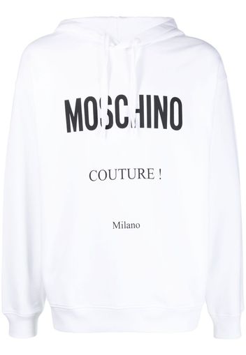 Moschino logo-print cotton hoodie - White