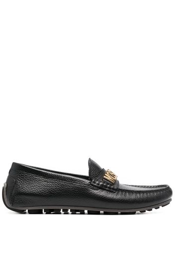 Moschino logo-plaque detail loafers - Black