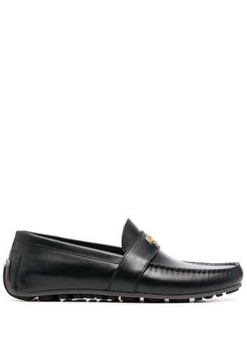 Moschino logo-plaque detail loafers - Black