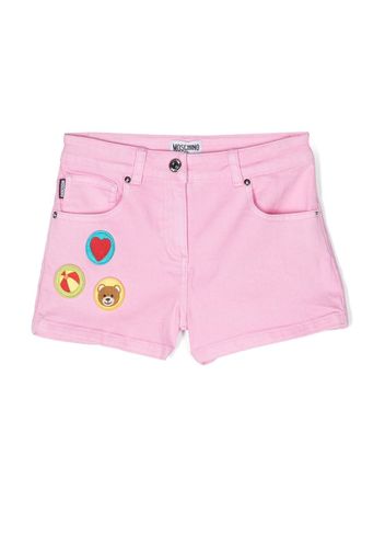 Moschino Kids patch-detail mini shorts - Pink