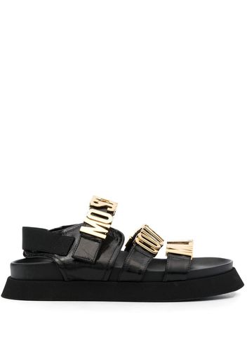 Moschino logo-detail leather sandals - Black