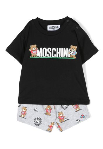 Moschino Kids Teddy Bear-print short set - Black