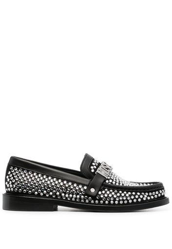 Moschino crystal-embellished leather loafers - Black