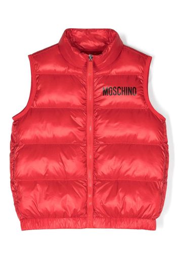 Moschino Kids logo-print padded gilet - Red