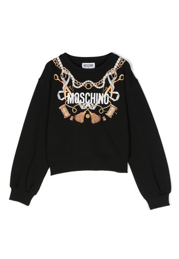 Moschino Kids graphic-print cotton sweatshirt - Black