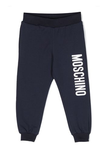 Moschino Kids logo-print stretch-cotton track pants - Blue