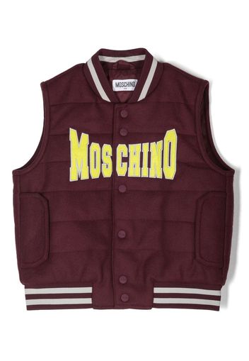 Moschino Kids logo-patch wool-blend gilet - Purple