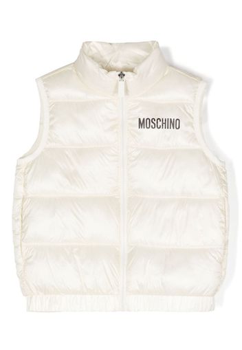 Moschino Kids Teddy Bear zip-up gilet - White